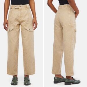 NWT Lacausa Diego Trouser Jeans 4 Tan Cargo Cotton Straight Leg Mineral Wash Tan